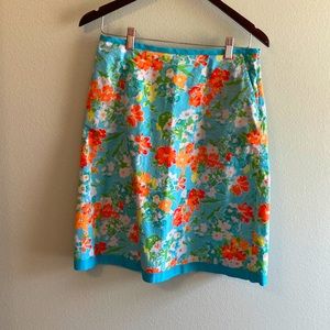 LLBean Floral Cotton Lined Skirt